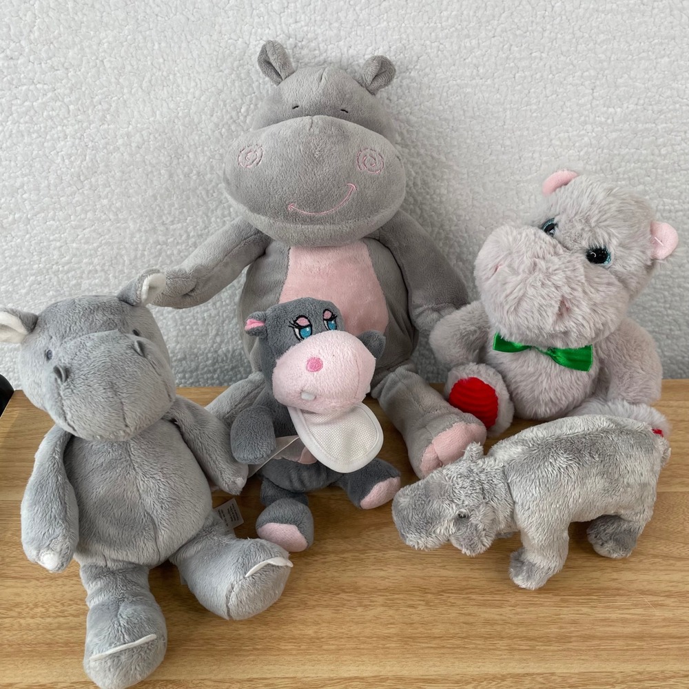 Mixed Plush Hippo Lot Carter's Hobby Lobby Walmart 5 Piece Stuffed Animal Set